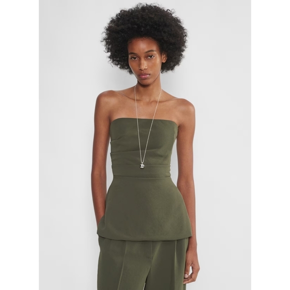 NWT WILFRED Lilou Tube Top Deep Olive Green Strapless XXS ARITZIA - Picture 2 of 10